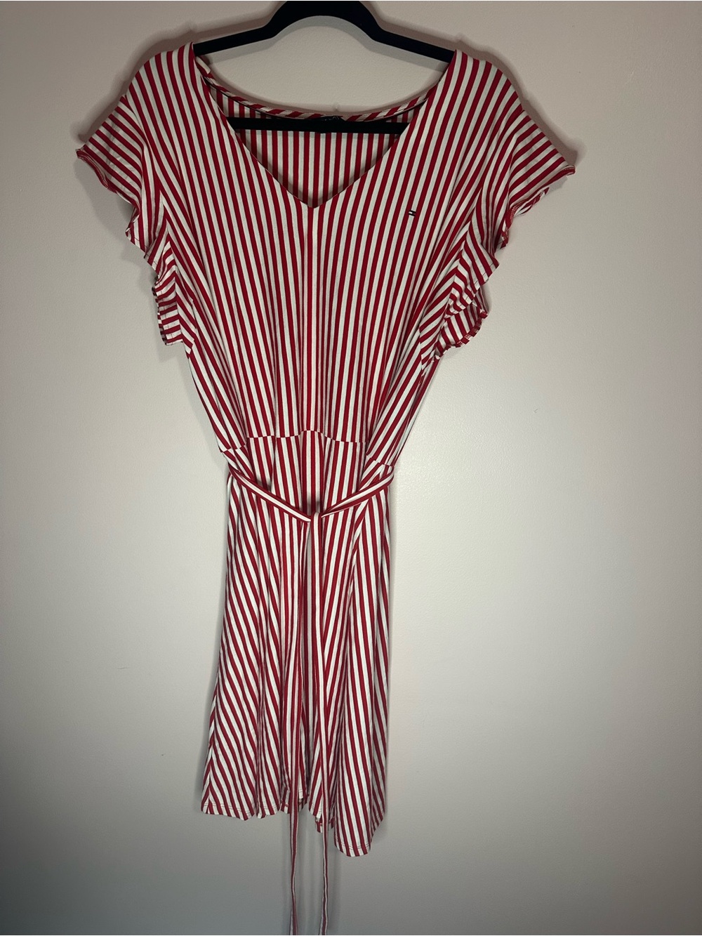 Tommy Hilfiger Red and White Striped Midi Dress